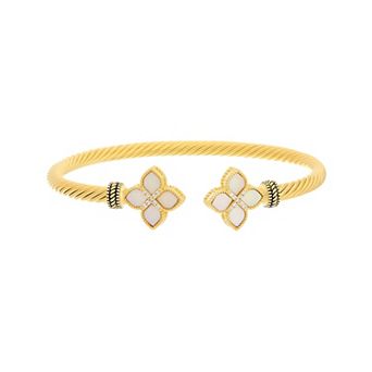 Juvell 18k Gold Plated Textured Blossom Bangle Bracelet