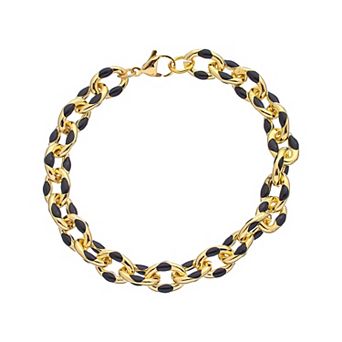 Juvell 18K Gold Plated Black Accent Bracelet
