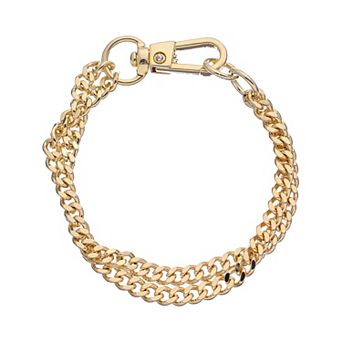 Juvell 18k Gold Plated Cubic Zirconia Double-Row Chain Bracelet