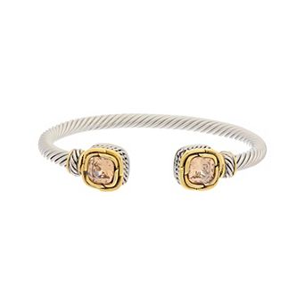 Juvell 18k Gold Plated Citrine Bangle Bracelet