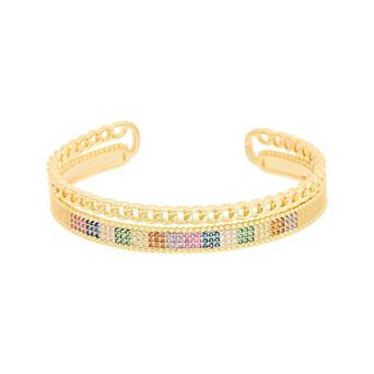 Juvell 18k Gold Plated Cubic Zirconia Bangle Bracelet
