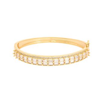 Juvell 18k Gold Plated Cubic Zirconia Bangle Bracelet