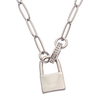 Juvell Cubic Zirconia Lock Necklace