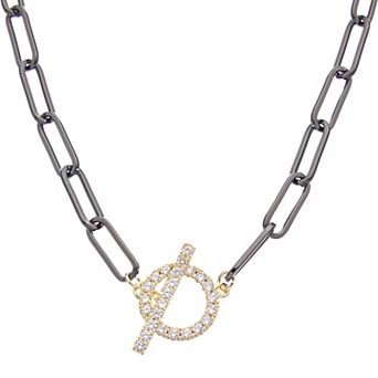 Juvell 18k Gold Plated Two Tone Cubic Zirconia Necklace