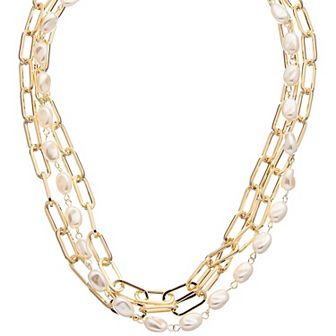 Juvell 18K Gold Plated Multi-Strand Simulated Pearl Necklace