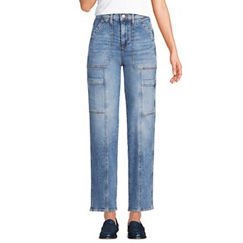 Women's Lands' End High-Rise Utility Cargo Ankle Jeans