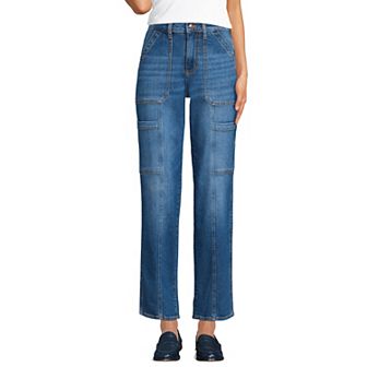 Women's Lands' End High-Rise Utility Cargo Ankle Jeans