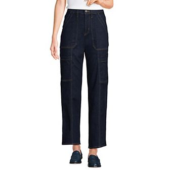 Women's Lands' End High-Rise Utility Cargo Ankle Jeans