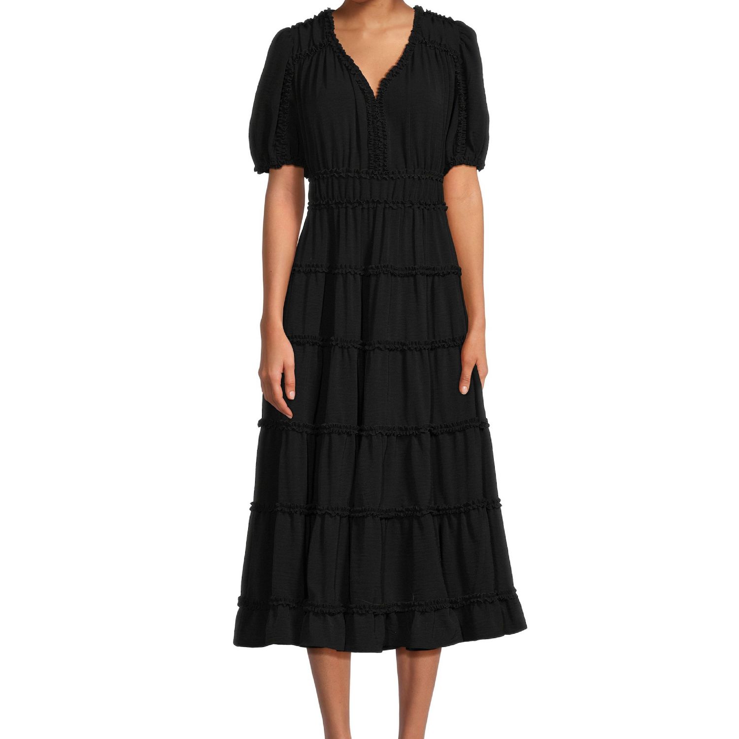 Женские платья Focus By Shani Fit and Flare Lightweight Woven Dress with Ruffle Detail
