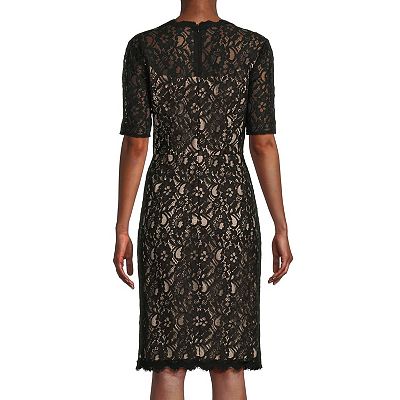 shani lace sheath dress Focus By Shani Women's Sweetheart neckline Bodycon Lace Dress, Black, 8, Cotton