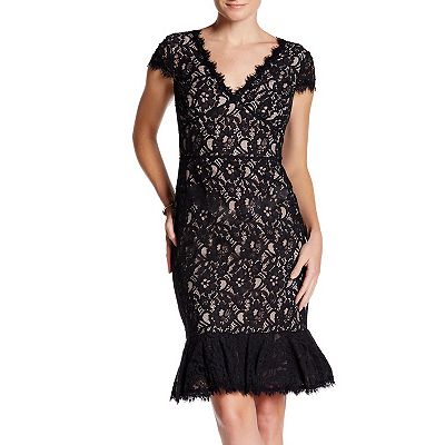 chinese dress ladies Shani Bell-Sleeve Surplice Lace Dress in Green - Green