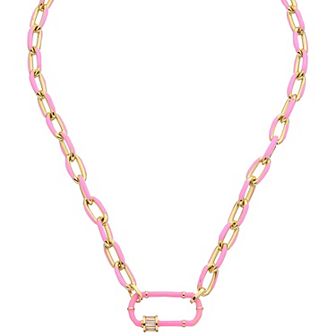 Juvell 18k Gold Plated Pink Accent Cubic Zirconia Necklace