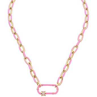 Juvell 18k Gold Plated Pink Accent Cubic Zirconia Necklace