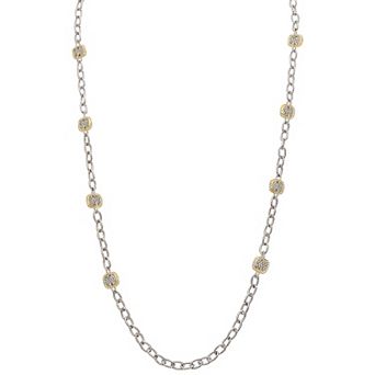 Juvell 18k Gold Plated Two Tone Cubic Zirconia Necklace