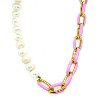 Juvell 18k Gold Plated Pink Accent Simulated Pearl Necklace