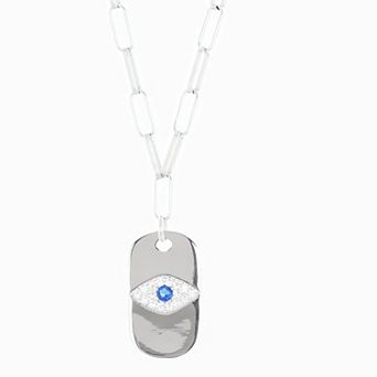 Juvell 18k Gold Plated Silver Tone Cubic Zirconia Evil Eye Necklace
