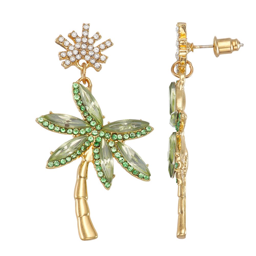 A-La Palmtree 3D pair of Earrings Gold