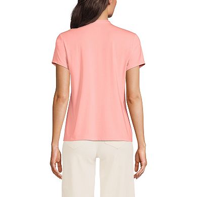 Women's Lands' End Lightweight Jersey Button Pintuck Top