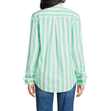 Women's Lands' End Poplin Tie Sleeve Shirt
