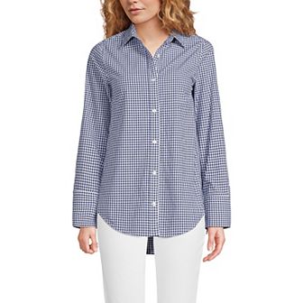 Women's Lands' End Poplin Tie Sleeve Shirt