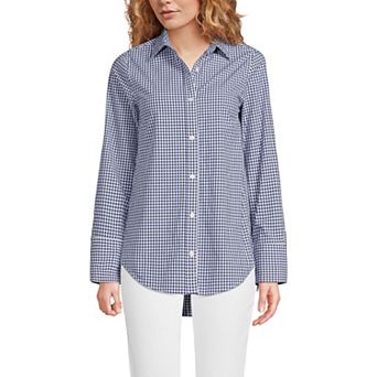 Women's Lands' End Poplin Tie Sleeve Shirt