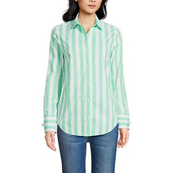 Women's Lands' End Poplin Tie Sleeve Shirt