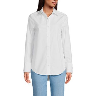 Women's Lands' End Poplin Tie Sleeve Shirt