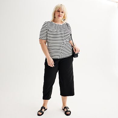 Plus Size Nine West Fitted Elbow Sleeve Top