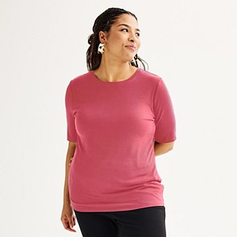 Plus Size Nine West Fitted Elbow Sleeve Top