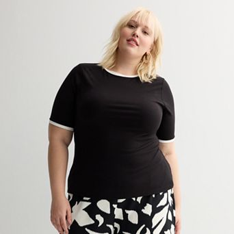 Plus Size Nine West Fitted Elbow Sleeve Top
