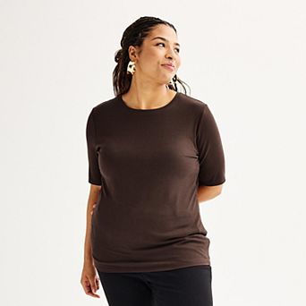 Plus Size Nine West Fitted Elbow Sleeve Top