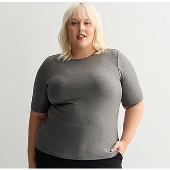 Plus Size Nine West Fitted Elbow Sleeve Top