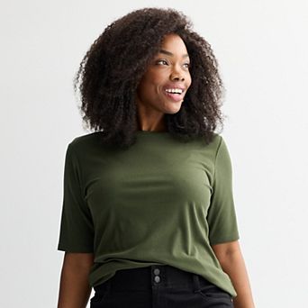 Plus Size Nine West Fitted Elbow Sleeve Top