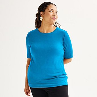 Plus Size Nine West Fitted Elbow Sleeve Top
