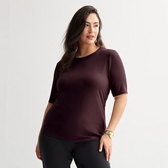 Plus Size Nine West Fitted Elbow Sleeve Top