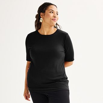 Plus Size Nine West Fitted Elbow Sleeve Top