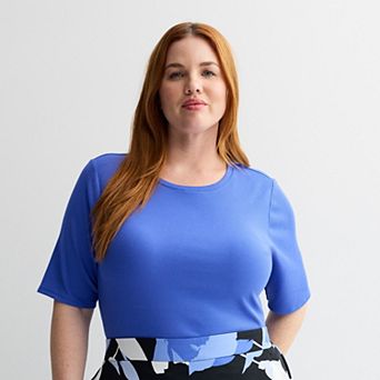 Plus Size Nine West Fitted Elbow Sleeve Top