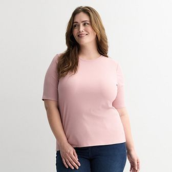 Plus Size Nine West Fitted Elbow Sleeve Top
