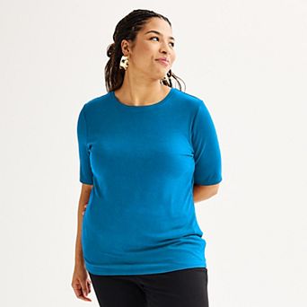 Plus Size Nine West Fitted Elbow Sleeve Top