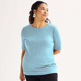 Plus Size Nine West Fitted Elbow Sleeve Top