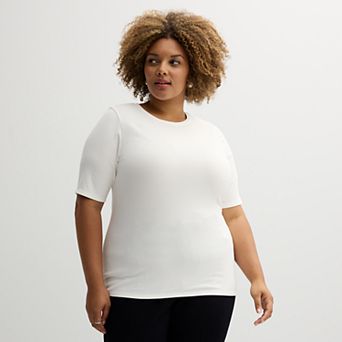 Plus Size Nine West Fitted Elbow Sleeve Top