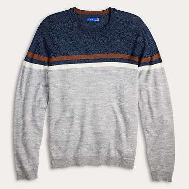 Men's Apt. 9® Merino Wool Blend Colorblock Pattern Crewneck Sweater
