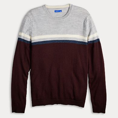 Men's Apt. 9® Merino Wool Blend Colorblock Pattern Crewneck Sweater