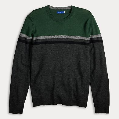 Men's Apt. 9® Merino Wool Blend Colorblock Pattern Crewneck Sweater