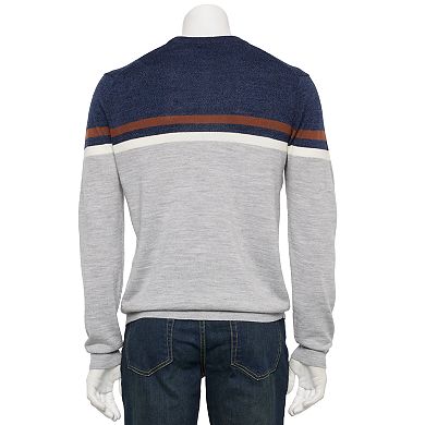 Men's Apt. 9® Merino Wool Blend Colorblock Pattern Crewneck Sweater