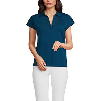 Women's Lands' End Johnny Collar Short Sleeve Polo