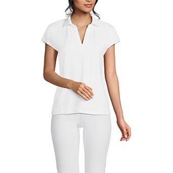 Women's Lands' End Johnny Collar Short Sleeve Polo