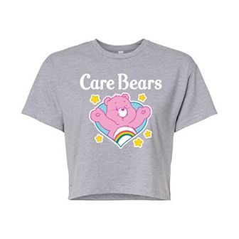Juniors' Care Bears Logo Cheer Heart Cropped Tee