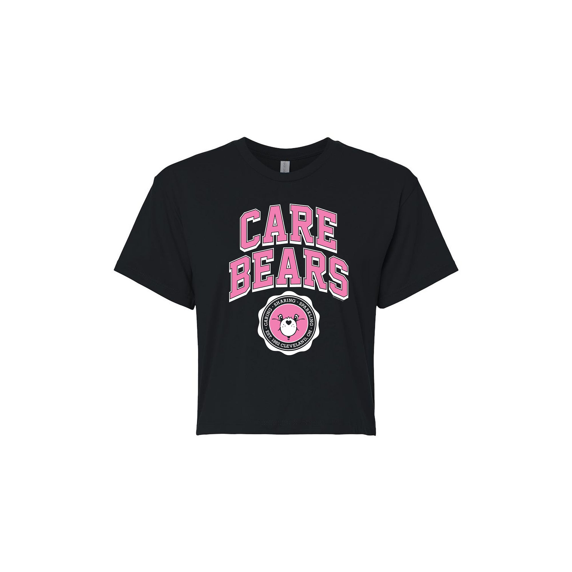 Juniors Care Bears Varsity Seal Cropped Tee, Girls, Size: Small, Black