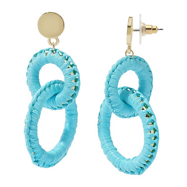 Sonoma Goods For Life® Gold Tone Blue Raffia Links Drop Earrings